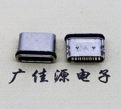 温州板上卧式USB连接器.TYPE-C16P防水母座.四脚插带定位柱